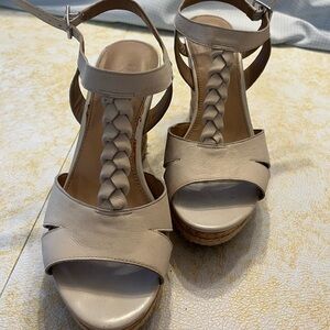 Braided Beige Women's Wedges